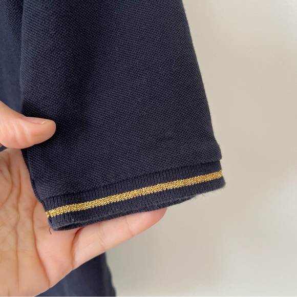 Carolina Herrera Polo Navy Blue Gold Embroidered Crest Cotton T-shirt Wom… - Picture 9 of 15